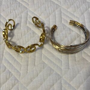 Elegant Gold and Silver Cuff Bracelet Set